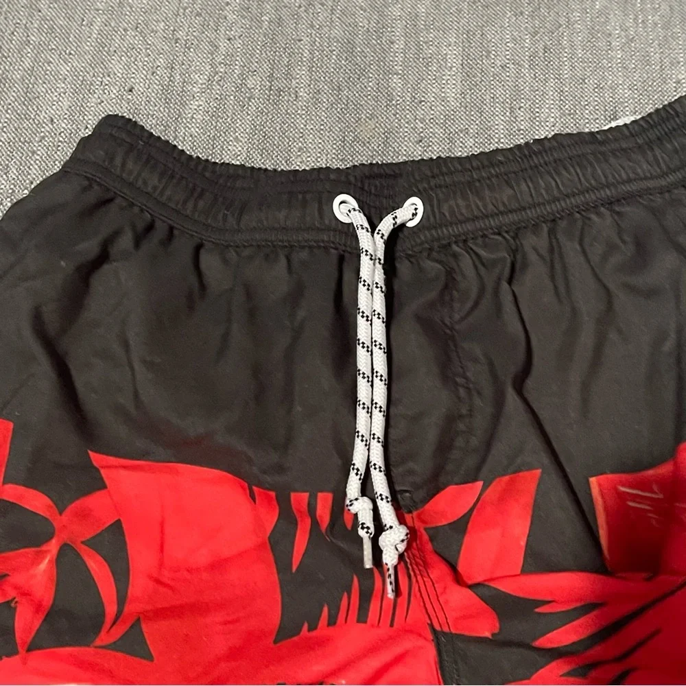 Men’s | Size Small | Swim Trunks | Black & Red